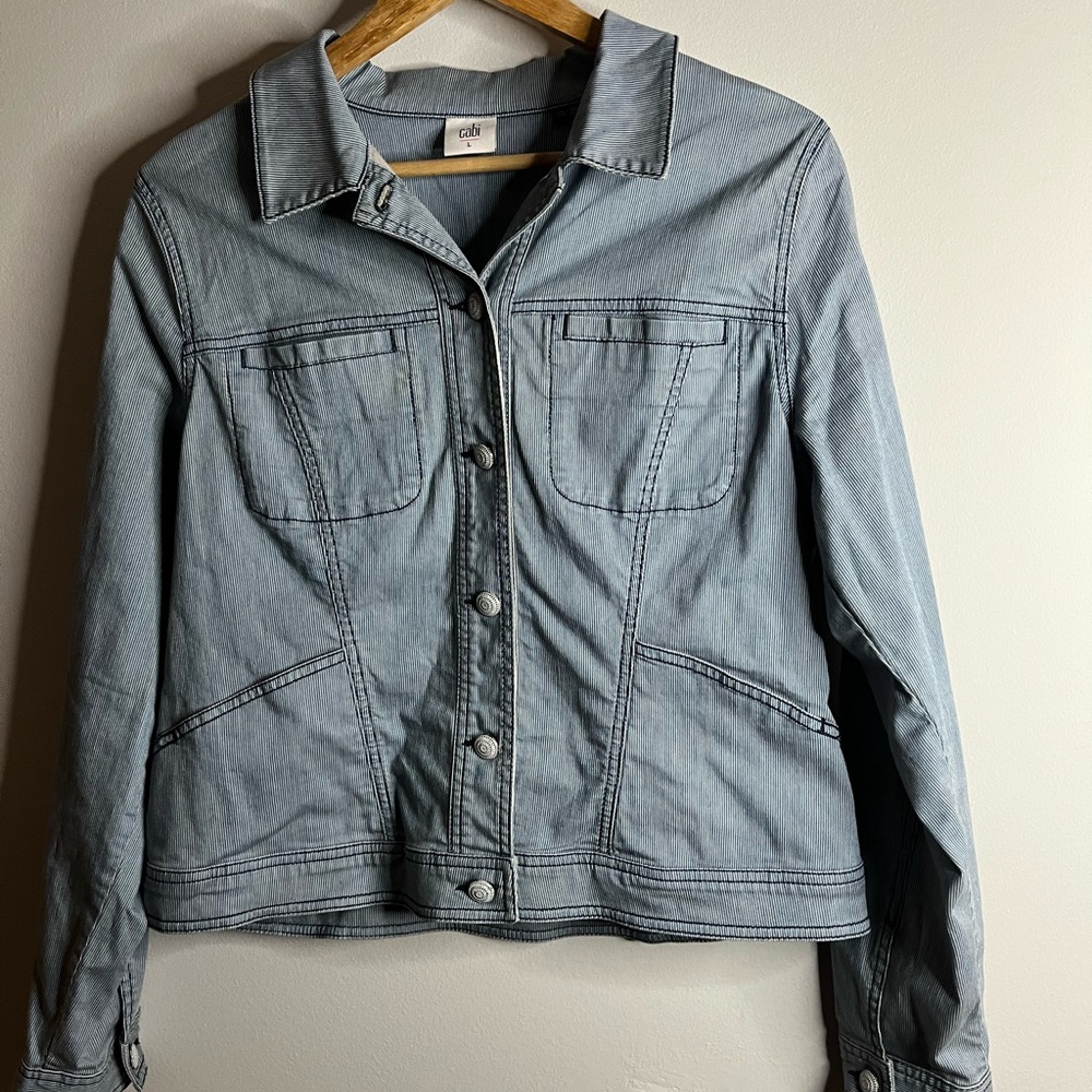 Cabi Stripped Jean Jacket. Size L